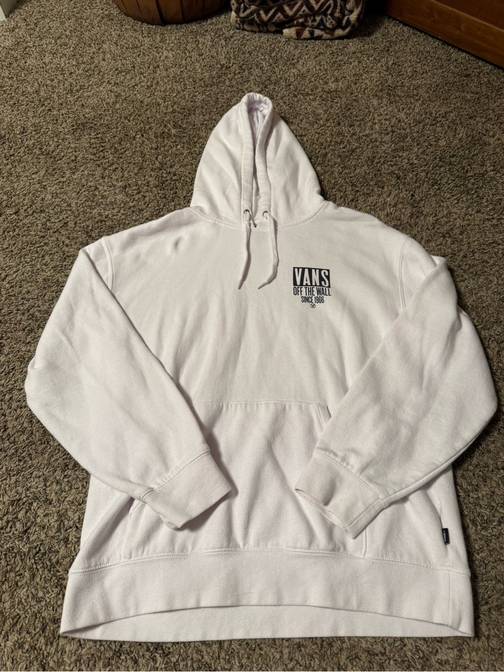 Vans White Crewneck Pullover Hoodie with Logo and back design